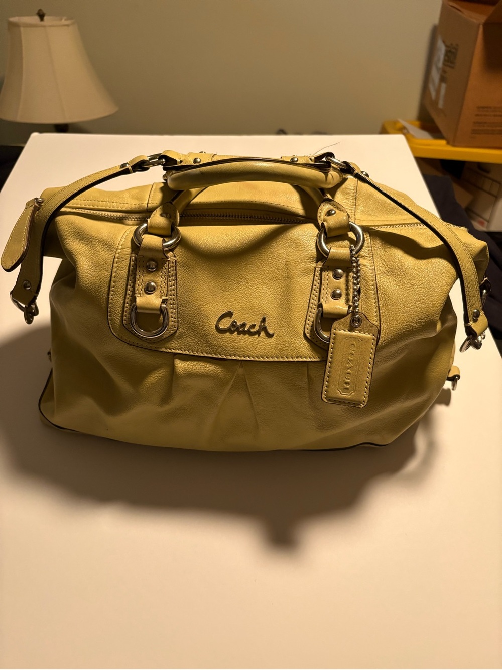 Coach Yellow Leather Duffel Shoulder Bag
